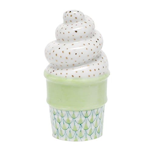 Herend Ice Cream Cone Figurine Key Lime Fishnet