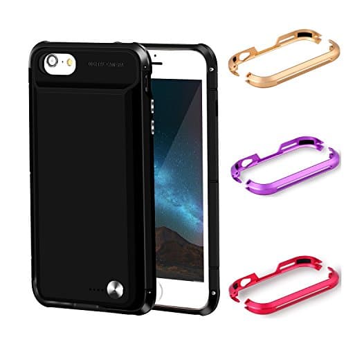 iPhone 6S plus 6 Plus Battery Case QARFEE 5000mAh Portable Charging Case for iPhone Extend Slim Wireless Aluminum alloy ultra-light Power Bank Black(Order Color parts together for free from promotion)