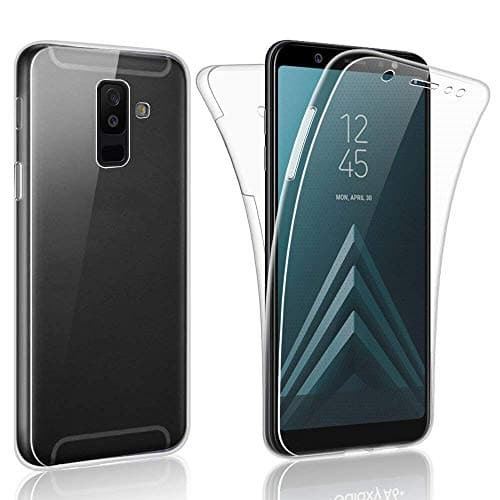 TheTransporter Slim 360 degree Protective Front and Back Full Coverage TPU Silicone Gel Case Cover For Samsung Galaxy A6 Plus 2018 Clear