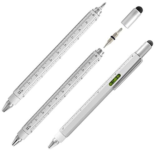 6 in 1 Tech Tool Pen OnlyMine Multifunction Tool Fit for Mens Gift Touch Screen Stylus with ruler Spirit Level Ballpoint Pen Stylus Flat-head and Phillips Screwdriver