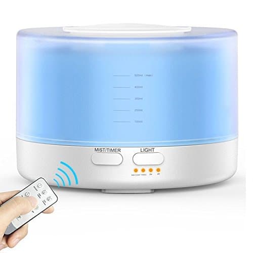 Starcn Remote Control Essential Oil Diffuser,Ultrasonic Aroma Cool Mist Humidifier 500ml 7 Color LED Change Lamps For Bedroom