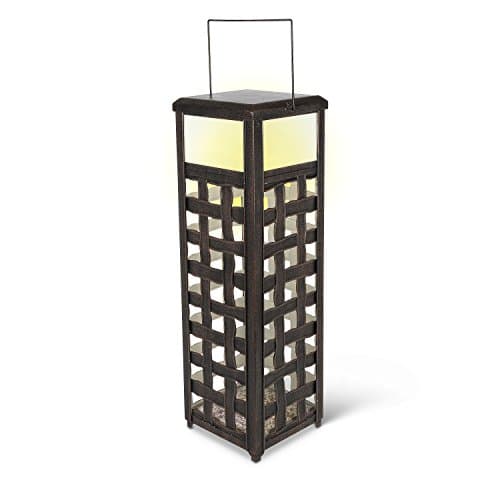 Everlasting Glow Home 23.5" H Rustic Brown Lantern, 7.28Inl x 7.28Inw x 23.62Inh
