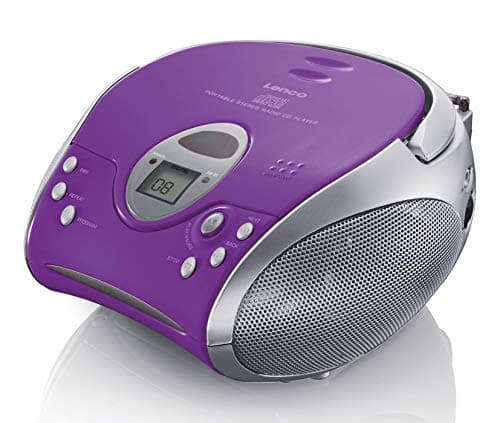 Lenco SCD-24 Portable Stereo Boombox with Programmable CD Player & FM Radio – Purple