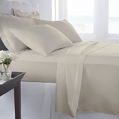 #1 Bed Sheet Set on Amazon! 1800 Thread Count Luxury Hotel Quality Bed Sheets Super Silky Soft Brushed Micro Fiber Wrinkle Free, Fade, Stain Resistant - Hypoallergenic - Deep Pockets Platinum Quality 4 Piece Sheet Sets. Top Quality Luxury Fitted &amp; Flat Sheets, Pillowcases Available in Many Colors and Sizes. (Cream, King)