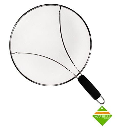 KITCHEN MAGIC: Grease Splatter Guard Screen , 13" Flat Cover Lid , TPR Heat Resist Handle , 99% Splash Protector Mesh , Professional Round All-clad Stainless Steel Griddle