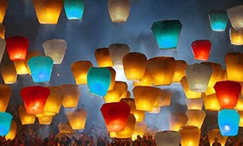 Sky Lanterns - 100% Biodegradable Environmentally Friendly Paper Lanterns Multi-Color Assortment for Birthdays, Weddings, Parties, New Years, Memorial Ceremonies and More (10 Pack)
