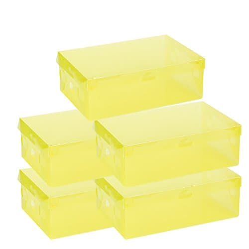 Swaroser 5 Pack PP Transparen Foldable Oganizer Boxes Stuff Box Shoes Box 5 PC Per Pack Yellow 28x18x10cm