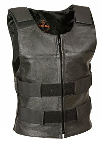 Womens Leather Zip Front Tactical Style Vest