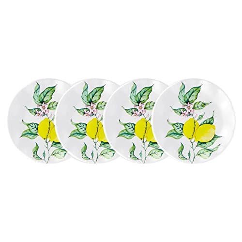 Q Squared Limonata 4-Piece Yellow Melamine Appetizer Plate Set