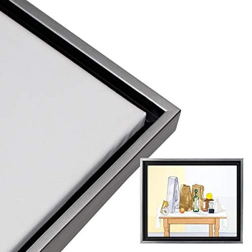 Creative Mark Illusions Floater Frame for 3/4 Inch Depth Stretched Canvas Paintings & Artwork - [Black Frame with Silver Edge - 16x20]