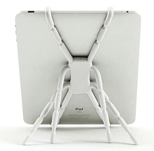 Tablet Stand / Ipad Stand and E Reader Stand by Amyco. Set to any View Angle with Bendable Legs. Adjustable Ipad Holder Folds Flat for Travel. (Random White or Black)