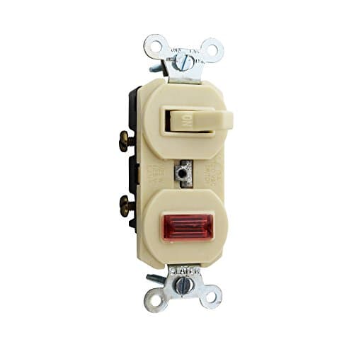 Slater Electric 692-IV Single Pole Combo Switch Pilot Light 15A 120VAC, Ivory