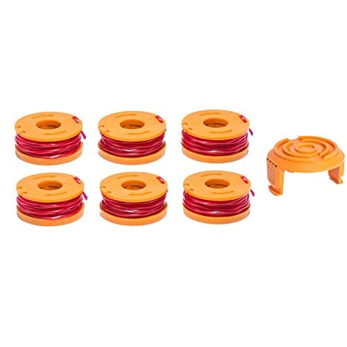 LBK 6-Pack Replacement 10-Foot Grass Trimmer/Edger Spool Line and 1-Pack Cap, Compatible Model Worx WA0010 & 50006531