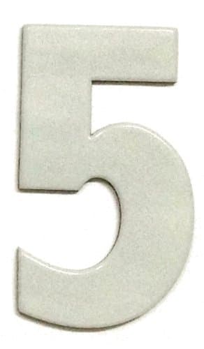 Bold White Reflective Mailbox or House Number - 5 - Size 3" - (select size (2",3",4",5" or 6") and digit (0-9) in dropdown menus) - Thick, Die-cut PVC