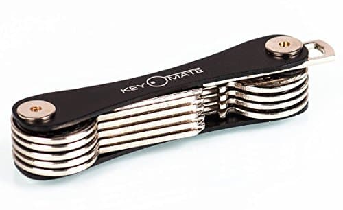 Compact Smart Key Holder by KeyMate - Pocket Key Organizer Extended - EDC Swiss Knife Design Key Chain - with Bottle Opener - Practical Multi Tool Keychain - Gift Box - Organize Up to 14 Keys (Black)