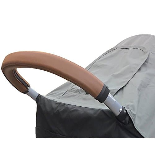 Luvit Soft Leather Stroller Handle Cover in Brown for Stroller Handlebars and Toddler Seat Belly Bumper Bars
