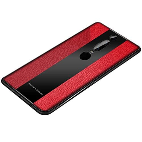 Phone Case, Mate RS PU Leather and Glass Back Shell with Flexible Soft TPU Silicone Frame Shockproof Cover Case for Mate RS Porsche Design 6.0" -Red