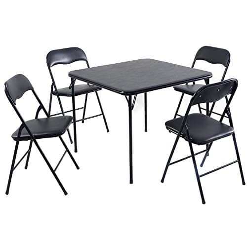 DPThouse 5PC Folding Table & Chairs Set Game Parties Guest Home Furniture Portable Dining Set Black