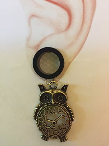 Brass-tone metal owl with clock