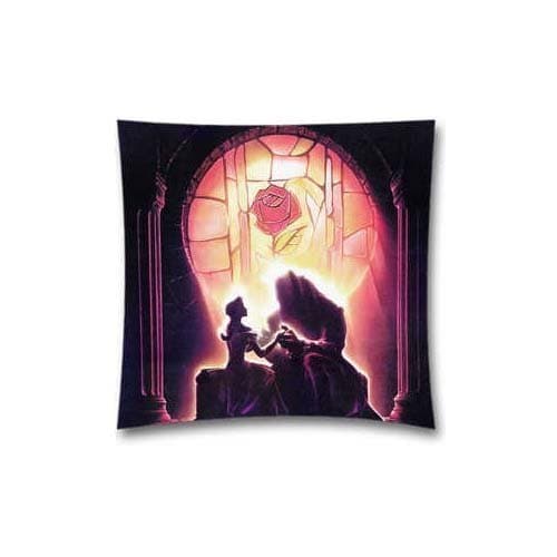 Chair Pillow case Generic Cotton &amp; Polyester Decorative Throw Pillow Case Cushion Cover Beauty and The Beast Disney Art Illust Square 18X18 inches"