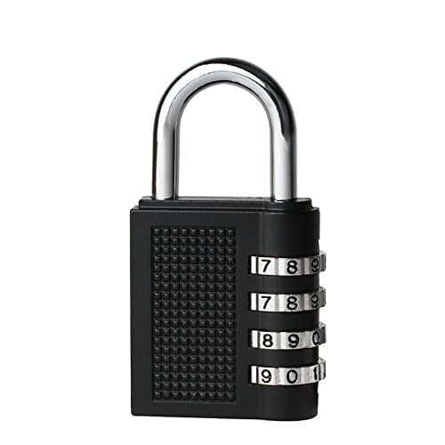 Combination Lock,4 Digit Anti Rust Padlock Master Lock for School, Luggage,Travel Bag,Drawer,Outdoor, Storage locks,1 Pack-Black, By JMINAL