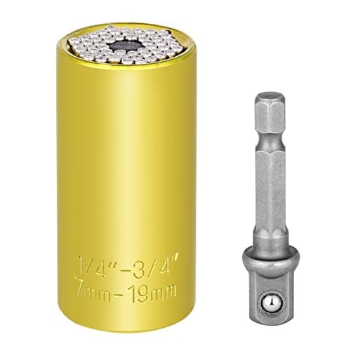 Professional Universal Sockets Wrench Adapter- Gator Socket Set, Magic Spanner, Power Drill Adapter Tool, Hand Tool, Multi Function Repair Tools(7-19mm 2 SET Gold )