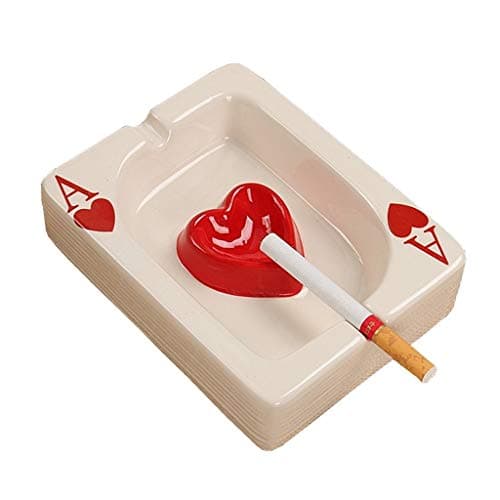 MSchunou Creative Playing Card Design Cute Ashtray, Mini Small Ashtray, Home Office Suitable For Men And Women (13.5 * 10.5 * 3.5cm) (Color : B)