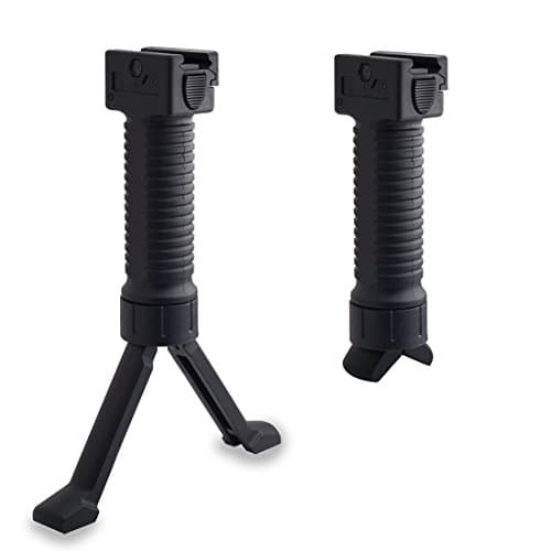 Tactical Equipment Adjustable Spring Height Vertical Bipod Two Legs Design (Black)