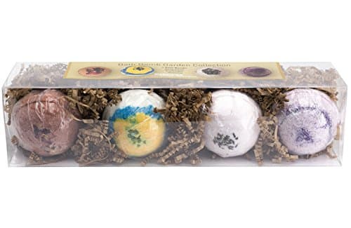 MakersKit All-Natual Bath Bomb Collection- 4 Large Bath Bombs Made with Organic Shea Butter (The Garden Collection- Rose Petal, Jasmine, Lavender, Wildflower)