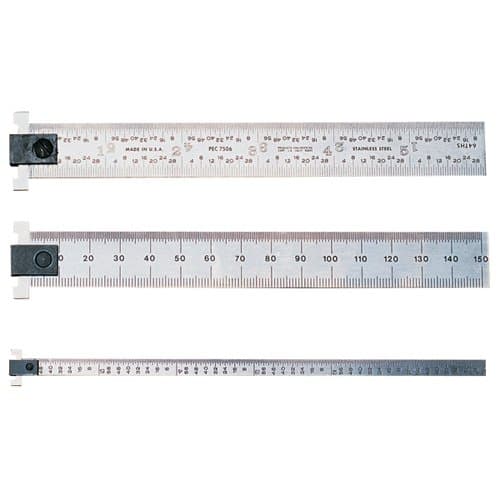 PEC Adjustable Hook Rule - Size: 24" Model: 402-H24 Width: 1-1/8" Graduation: 4R 8ths, 16ths,32nds &amp; 64ths.