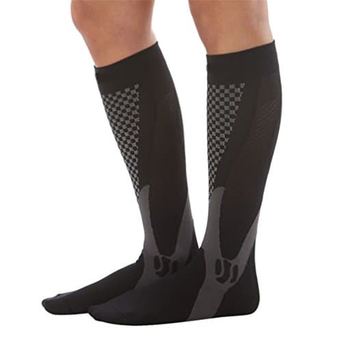 Men Women Leg Support Stretch Compression Socks Below Knee Socks Black S M