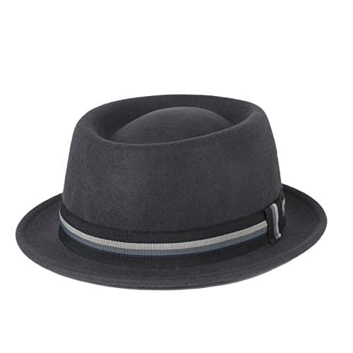 d2d Hats Unisex Plain Waterproof &amp; Crushable Pork Pie Hat With Multi Colored Band - Gray (59/L)