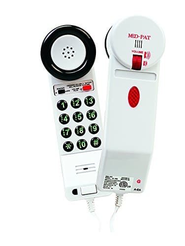 One-Piece Room Phone with Gravity Hook On/Off Switch and Molded-In 10 Foot Cord, White