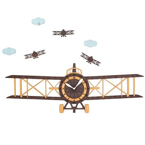 Propeller Airplane Handcrafted Non Ticking Silent Wall Clock