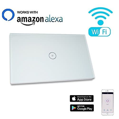 Smart WiFi Light Switch Compatible with Alexa Echo, BOSCHENG Touch Wall Switch Panel 110-240V, Remote Control Your Devices with Smart Phone from Anywhere (1 Switch on 1 Gang)
