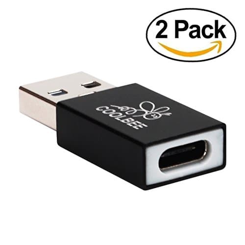 Type C to USB 3.0 Adapter[Pack of 2 ], Coolbee USB-C (Type C) Female to Type A USB 3.0 Male Converter Connector Adapter for USB C to USB Cable / Type C Devices - Black