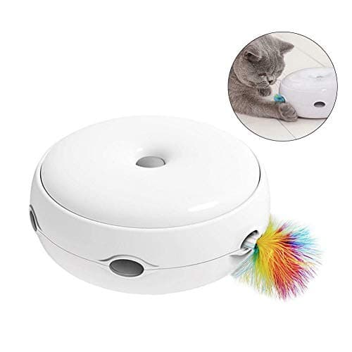 Mercures Ambush Interactive Cat Toy with Electronic Rotating Feather. (Smart Modes, Nighttime Light,) | Electric Catching Feather Cat Toy with Rotating Feather Automatic for Cat Kitten