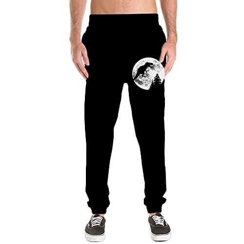 T-Rex Moon Men's Basic Cotton Sweatpants Gym Pants Fitted Bottom Elastic Waist