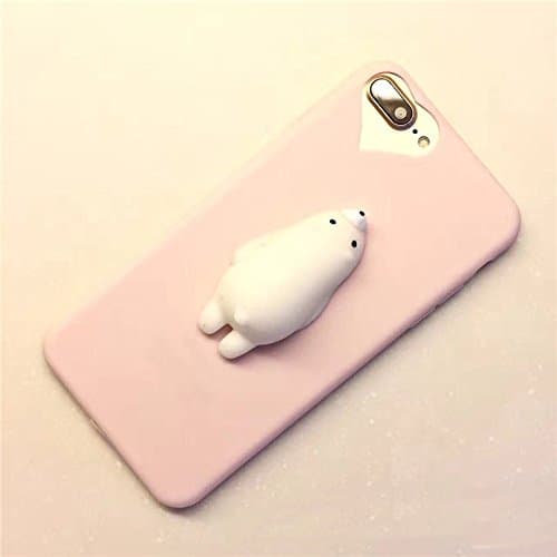 3D Squishy Polar Bear Case for iPhone 7 Plus, Kneading Soft Silicone Finger Pinch Cute Mobile Phone Hard Protective Cover for Girls Women Kids
