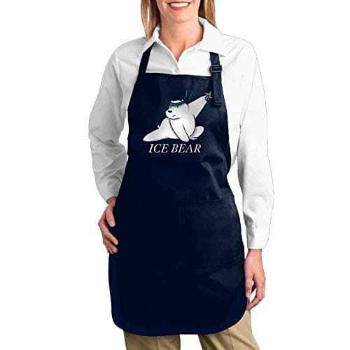 Siwbko We Bare Bears Ice Bear Canvas Adjustable Bib Apron with 2 Pockets Navy