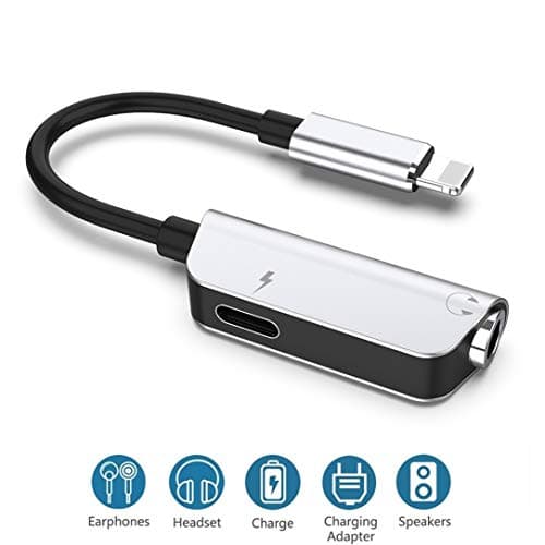 for iPhone 3.5mm Headphone Jack Adapter for iPhone Xs/Xs Max/XR/ 8/8 Plus / 7/7 Plus Headphone Splitter Earphone Adapter for iPhone Dongle 2 in 1 Chargers & Audio Charger Cable Support All iOS System
