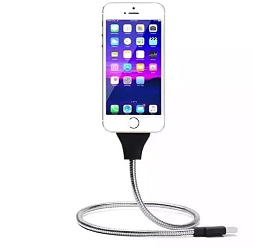 Creative Stand 2ft iPhone 6/7 Charger Silver 2-in-1 charger and Stand Flexible