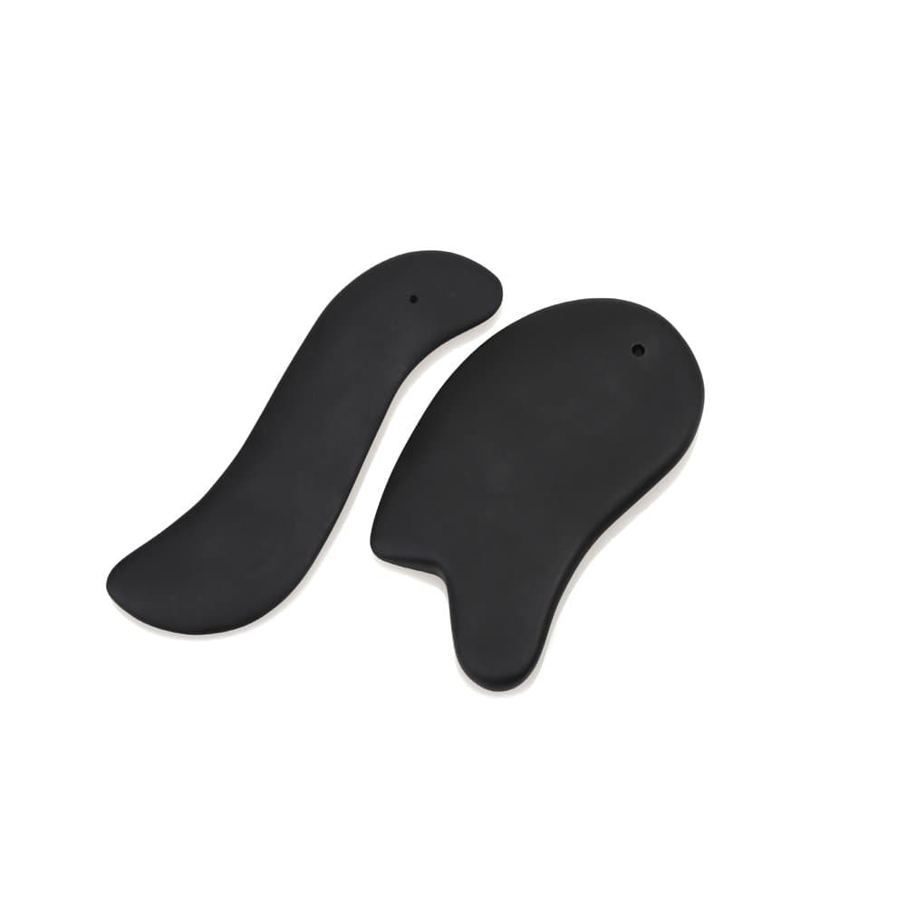 Windfulogo 2 Pcs Guasha Massage Board Scraping Tool Natural Bian Stone for Graston SPA Acupuncture Therapy Black