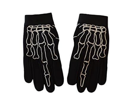 Skeleton Middle Finger Bone Textile Mechanic Gloves (L)