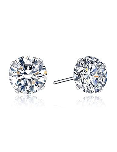 Hypoallergenic Basic Earrings Sterling Silver Cubic Zircon Studs for Boys Men 7MM Mother's Day Gifts from Daughter Son Birthday Women Girlfriend Wife Friend Anniversary Her Fashion Jewelry