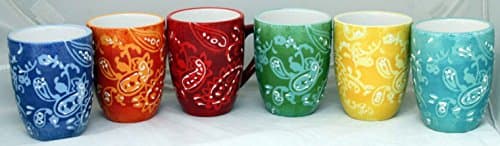 Carlifornia Style 6 Pc Ceramic Handpainted Mug Set