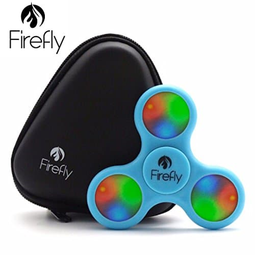 Premium Lighted LED Spinner by Helium K- Light Up Spinning Fidget Toys For Kids &amp; Adults - Relax From Stress &amp; Anxiety - Ceramic Precision Bearings - Non-3D Printed (Blue)