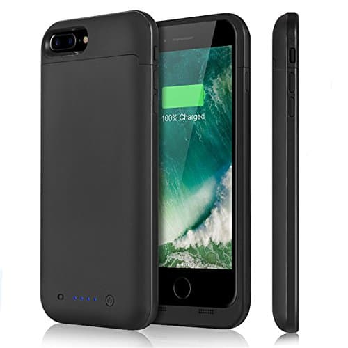 External Battery Charger Case for iPhone 7 Plus(5.5''), Ultra Slim &amp; Rechargeable Extended Backup Power Bank Charger Case with High Capacity 7000mAh (Black)