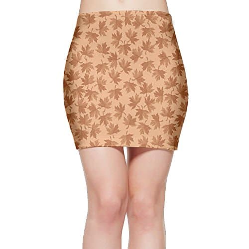 Autumn Leaf Maple Womenâ€s Bodycon Mini Knit Basic Stretch Short Pencil Skirt L