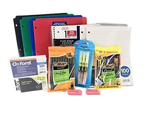 Back To School Supplies Pack Bundle Intermediate High School College Supply Pens Pencils Folders Paper